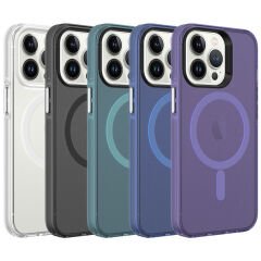 iPhone 13 Pro Kılıf Magsafe Şarj Özellikli Buzlu Transparan C-Pro Sert Kapak kılıf