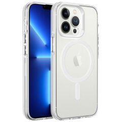 iPhone 13 Pro Kılıf Magsafe Şarj Özellikli Buzlu Transparan C-Pro Sert Kapak kılıf