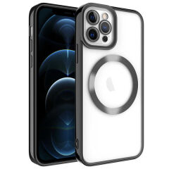 iPhone 12 Pro Max Kılıf Magsafe Wireless Şarj Özellikli Setro Silikon Rose Gold