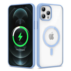 iPhone 13 Pro Max Kılıf Magsafe Wireless Şarj Özellikli Silikon Ege Kapak Mavi