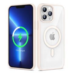 iPhone 13 Pro Max Kılıf Magsafe Wireless Şarj Özellikli Silikon Ege Kapak Mavi