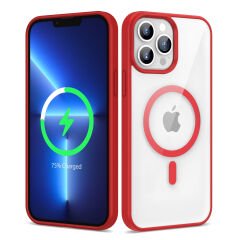 iPhone 13 Pro Max Kılıf Magsafe Wireless Şarj Özellikli Silikon Ege Kapak Pembe