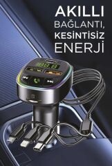 G15 FM Transmitter Araç Şarj Cihazı (18W Hızlı Şarj - USB/Type-C/TF Kart Destekli)