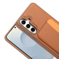 Samsung Galaxy A36 Uyumlu Kartlıklı Süni Deri X-Kart Cüzdan Silikon Kapak