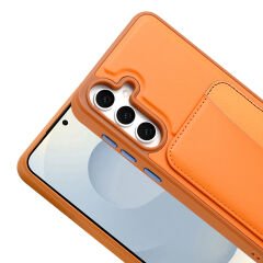 Samsung Galaxy A36 Uyumlu Kartlıklı Süni Deri X-Kart Cüzdan Silikon Kapak