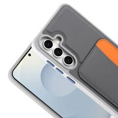 Samsung Galaxy A36 Uyumlu Kartlıklı Süni Deri X-Kart Cüzdan Silikon Kapak