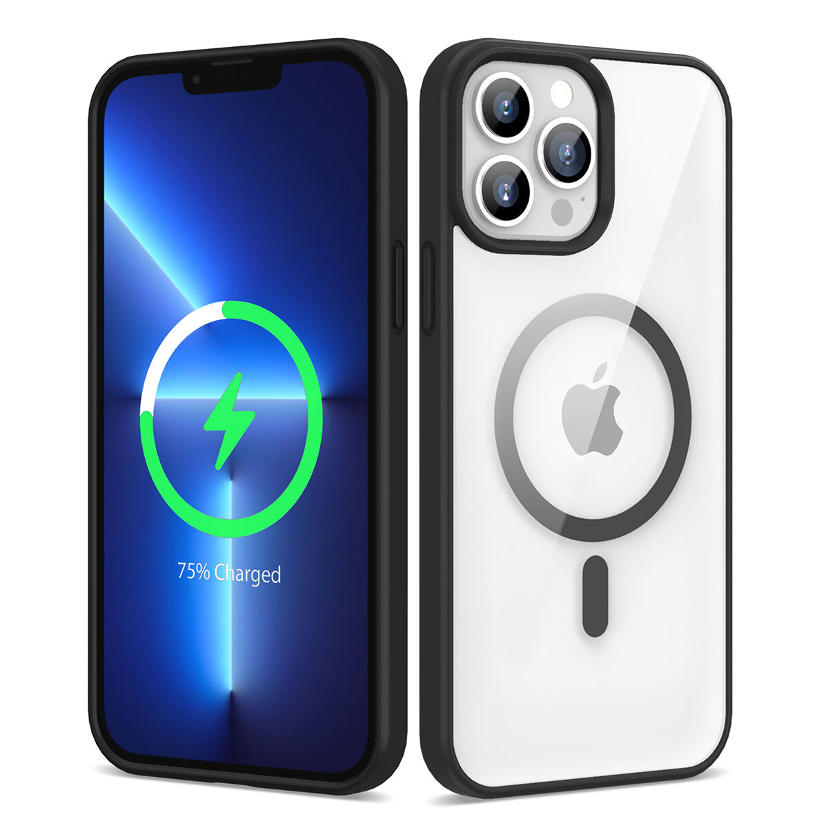 iPhone 13 Pro Max Kılıf Magsafe Wireless Şarj Özellikli Silikon Ege Kapak Siyah