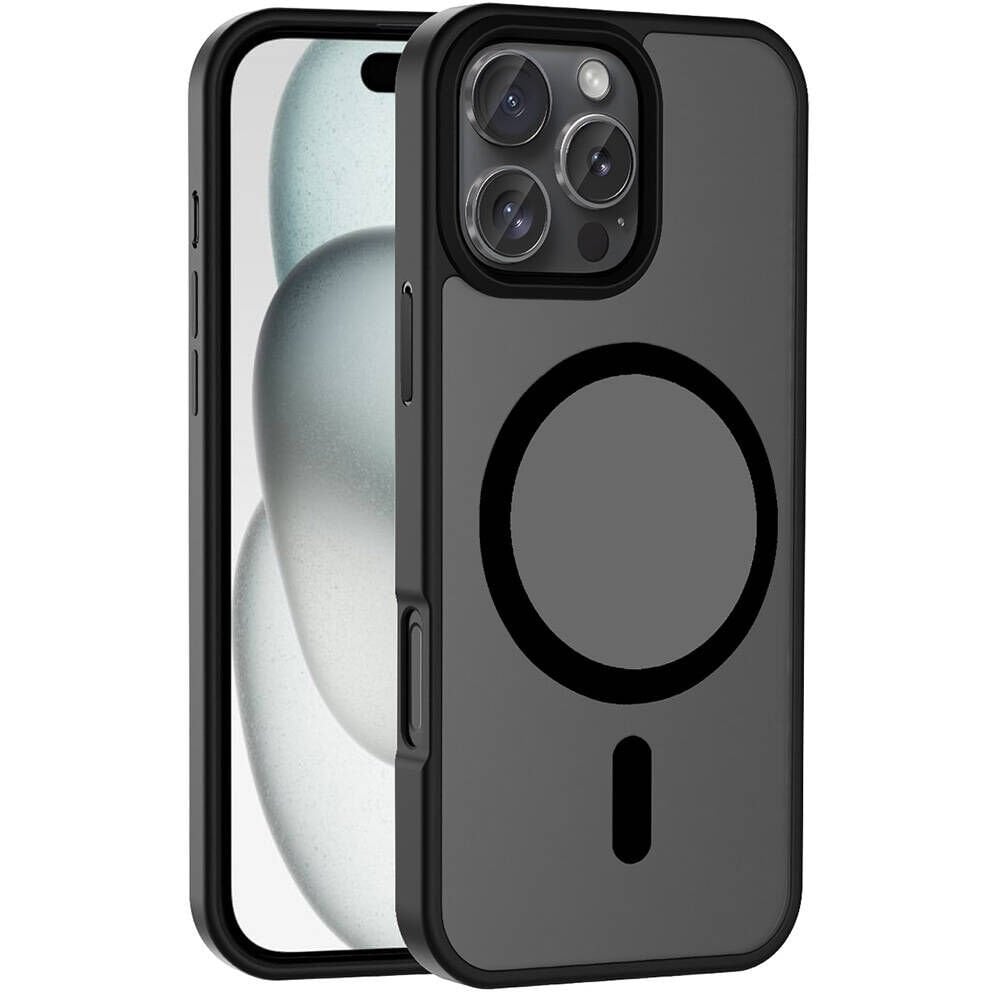 iPhone 16 Pro Kılıf Kablosuz Şarj Özellikli Mat Arka Yüzey Sio Kapak Siyah