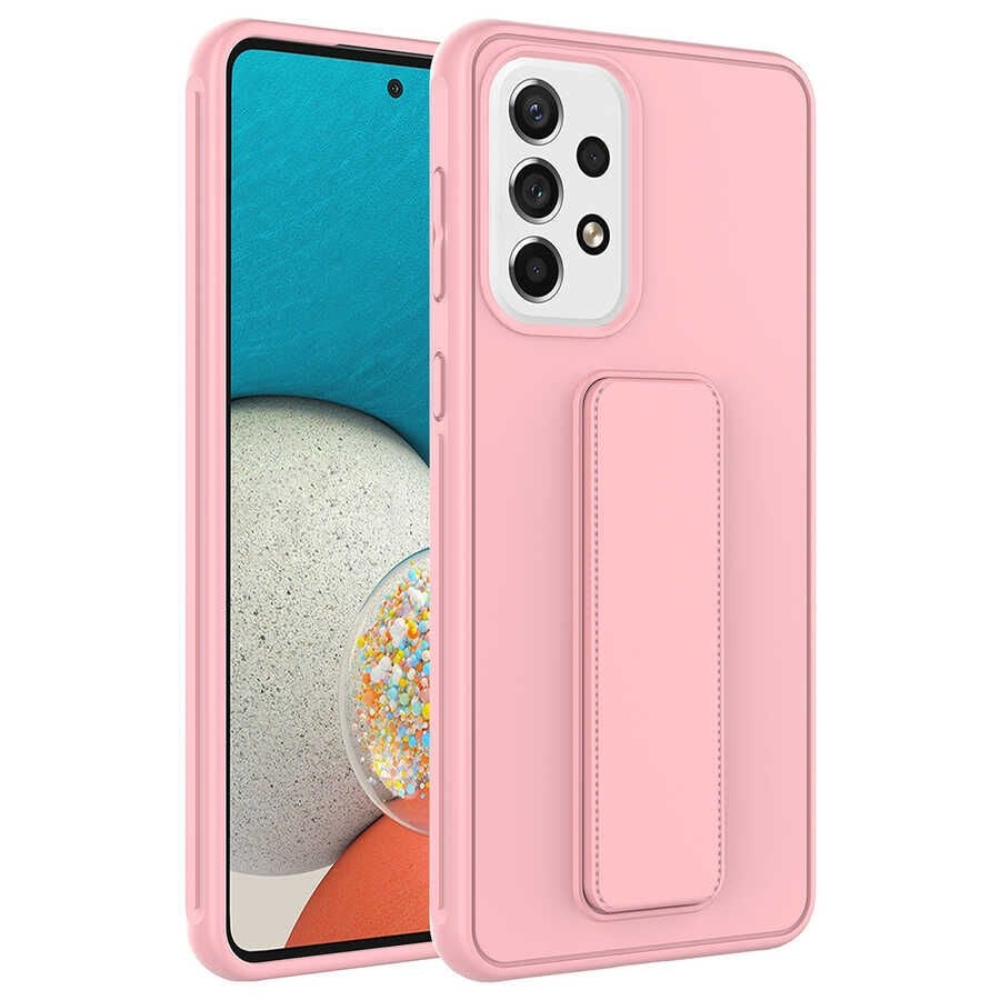 Samsung Galaxy A23 Kılıf Qstand Kapak kılıf Pembe
