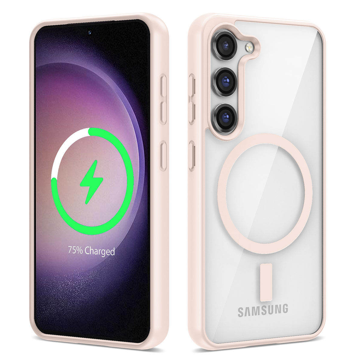Samsung Galaxy S22 Plus Kılıf Magsafe Wireless Şarj Özellikli Silikon Ege Kapak Pembe