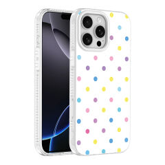 iPhone 16 Pro Airbag Korumalı Darbe Emici Puantiye Desenli Potik Sert PC Arka Kapak