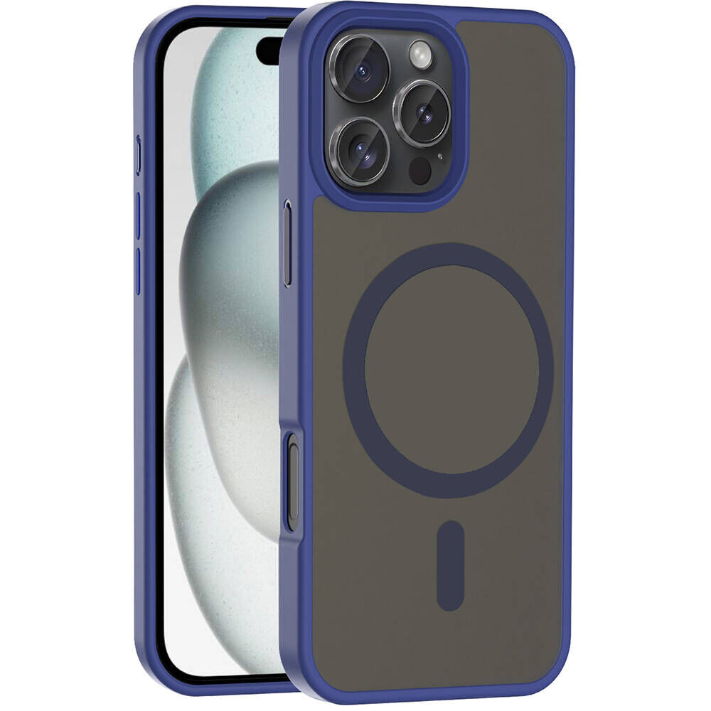 iPhone 16 Pro Kılıf Kablosuz Şarj Özellikli Mat Arka Yüzey Sio Kapak Lacivert