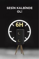 Kablosuz Hoparlör 24W Çift Sürücü, 3000mAh Batarya, Taşınabilir Ayaklı Speaker Siyah