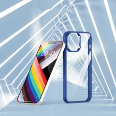 iPhone 14 Plus Kılıf Kamera Çıkıntılı Arkası Şeffaf Köşeleri Parlak Renkli Işlemeli Flora Kapak