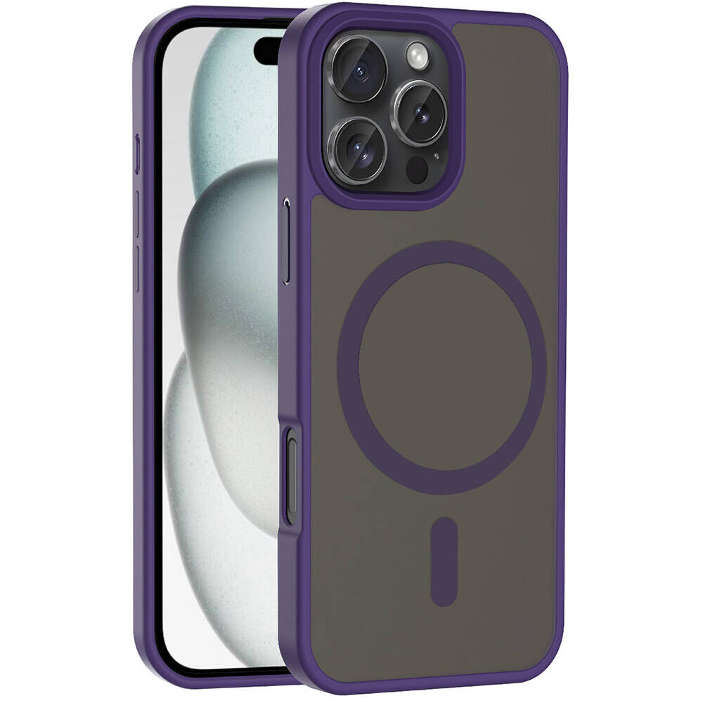 iPhone 16 Pro Kılıf Kablosuz Şarj Özellikli Mat Arka Yüzey Sio Kapak Derin Mor