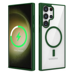 Samsung Galaxy S22 Ultra Kılıf Magsafe Wireless Şarj Özellikli Silikon Ege Kapak Koyu Kırmızı