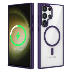 Samsung Galaxy S22 Ultra Kılıf Magsafe Wireless Şarj Özellikli Silikon Ege Kapak Koyu Kırmızı