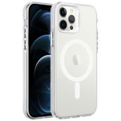 iPhone 12 Pro Max Kılıf Magsafe Şarj Özellikli Buzlu Transparan C-Pro Sert Kapak kılıf