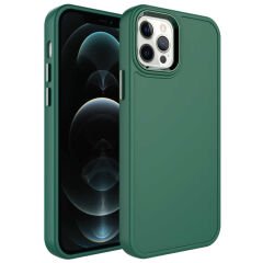 iPhone 13 Pro Kılıf Metal Çerçeve ve Buton Tasarımlı Sert Botox Kapak