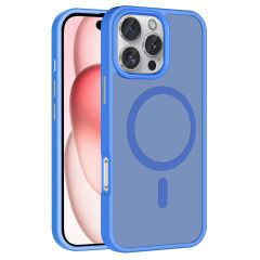 iPhone 16 Pro Max Kılıf Kablosuz Şarj Özellikli Mat Arka Yüzey Sio Kapak Mavi