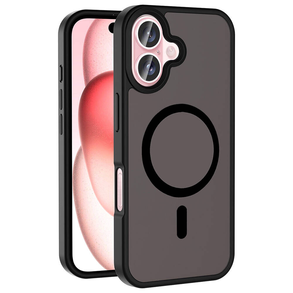 iPhone 16 Plus Kılıf Kablosuz Şarj Özellikli Mat Arka Yüzey Sio Kapak Siyah