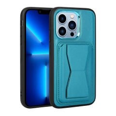 iPhone 13 Pro Max Kılıf Kartlıklı Standlı ​Pu Deri Memo Kapak