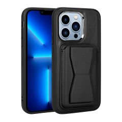 iPhone 13 Pro Max Kılıf Kartlıklı Standlı ​Pu Deri Memo Kapak