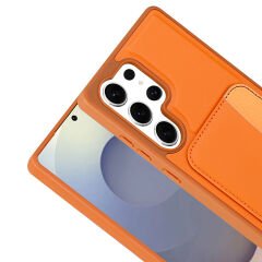 Samsung Galaxy S24 Ultra Uyumlu Kartlıklı Süni Deri X-Kart Cüzdan Silikon Kapak