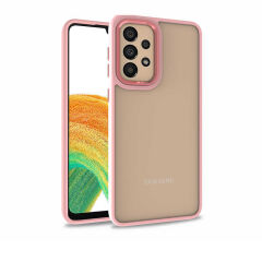 Samsung Galaxy A73 Kılıf Kamera Çıkıntılı Arkası Şeffaf Köşeleri Parlak Renkli Işlemeli Flora Kapak Lila
