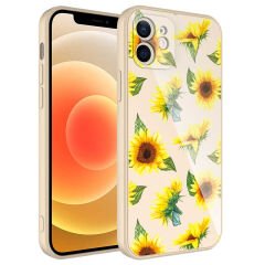 iPhone 12 Kılıf Kamera Korumalı Desenli Sert Silikon Epoksi Kapak