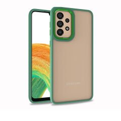 Samsung Galaxy A73 Kılıf Kamera Çıkıntılı Arkası Şeffaf Köşeleri Parlak Renkli Işlemeli Flora Kapak Yeşil