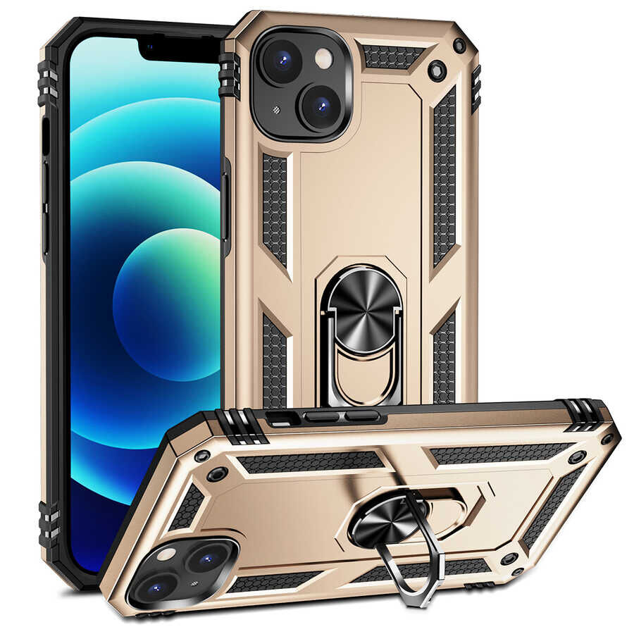 iPhone 14 Plus Kılıf Vega Tank Sert Yüzüklü Standlı Zırh Koruma Kapak