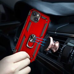 iPhone 14 Plus Kılıf Vega Tank Sert Yüzüklü Standlı Zırh Koruma Kapak