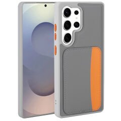 Samsung Galaxy S25 Ultra Uyumlu Kartlıklı Süni Deri X-Kart Cüzdan Silikon Kapak