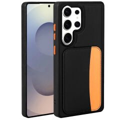 Samsung Galaxy S25 Ultra Uyumlu Kartlıklı Süni Deri X-Kart Cüzdan Silikon Kapak