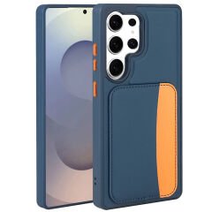 Samsung Galaxy S25 Ultra Uyumlu Kartlıklı Süni Deri X-Kart Cüzdan Silikon Kapak