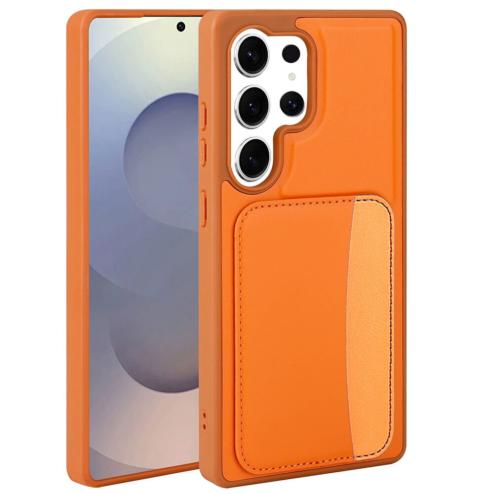 Samsung Galaxy S25 Ultra Uyumlu Kartlıklı Süni Deri X-Kart Cüzdan Silikon Kapak