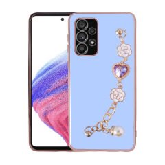 Samsung Galaxy A52 Kılıf El Tutamaçlı Kamera Korumalı Taka Silikon Kapak Mor