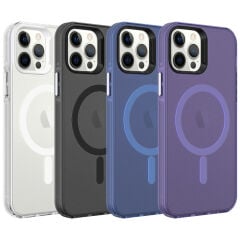 iPhone 12 Pro Kılıf Magsafe Şarj Özellikli Buzlu Transparan C-Pro Sert Kapak kılıf