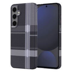 Samsung Galaxy S24 FE Kılıf Kablosuz Şarj Özellikli Karbon Fiber Görünümlü Nekst Kapak Gold