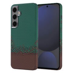 Samsung Galaxy S24 FE Kılıf Kablosuz Şarj Özellikli Karbon Fiber Görünümlü Nekst Kapak Gold