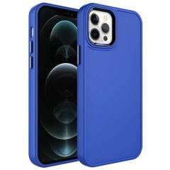 iPhone 12 Pro Kılıf Metal Çerçeve ve Buton Tasarımlı Sert Botox Kapak