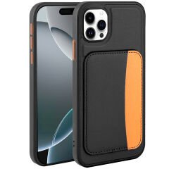iPhone 11 Uyumlu Kartlıklı Süni Deri X-Kart Cüzdan Silikon Kapak