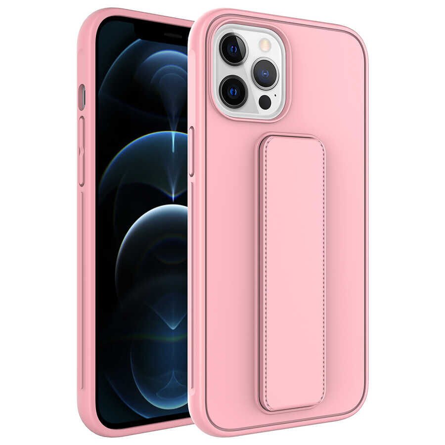 iPhone 12 Pro Max Kılıf Qstand Kapak Pembe