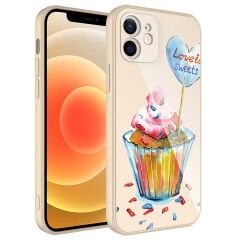 iPhone 12 Kılıf Kamera Korumalı Desenli Sert Silikon Epoksi Kapak NO8