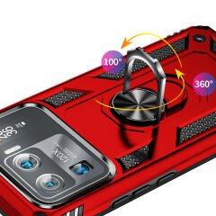 Xiaomi Mi 11 Ultra Kılıf Vega Tank Sert Yüzüklü Standlı Zırh Koruma Kapak Siyah