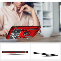 Xiaomi Mi 11 Ultra Kılıf Vega Tank Sert Yüzüklü Standlı Zırh Koruma Kapak Mavi