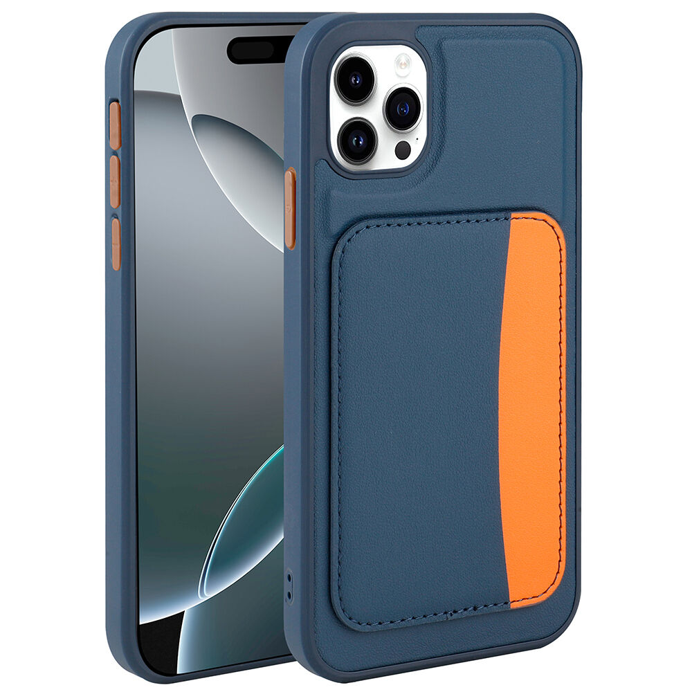 iPhone 11 Uyumlu Kartlıklı Süni Deri X-Kart Cüzdan Silikon Kapak Lacivert