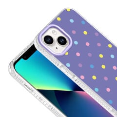 iPhone 13 Airbag Korumalı Darbe Emici Puantiye Desenli Potik Sert PC Arka Kapak