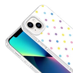 iPhone 13 Airbag Korumalı Darbe Emici Puantiye Desenli Potik Sert PC Arka Kapak